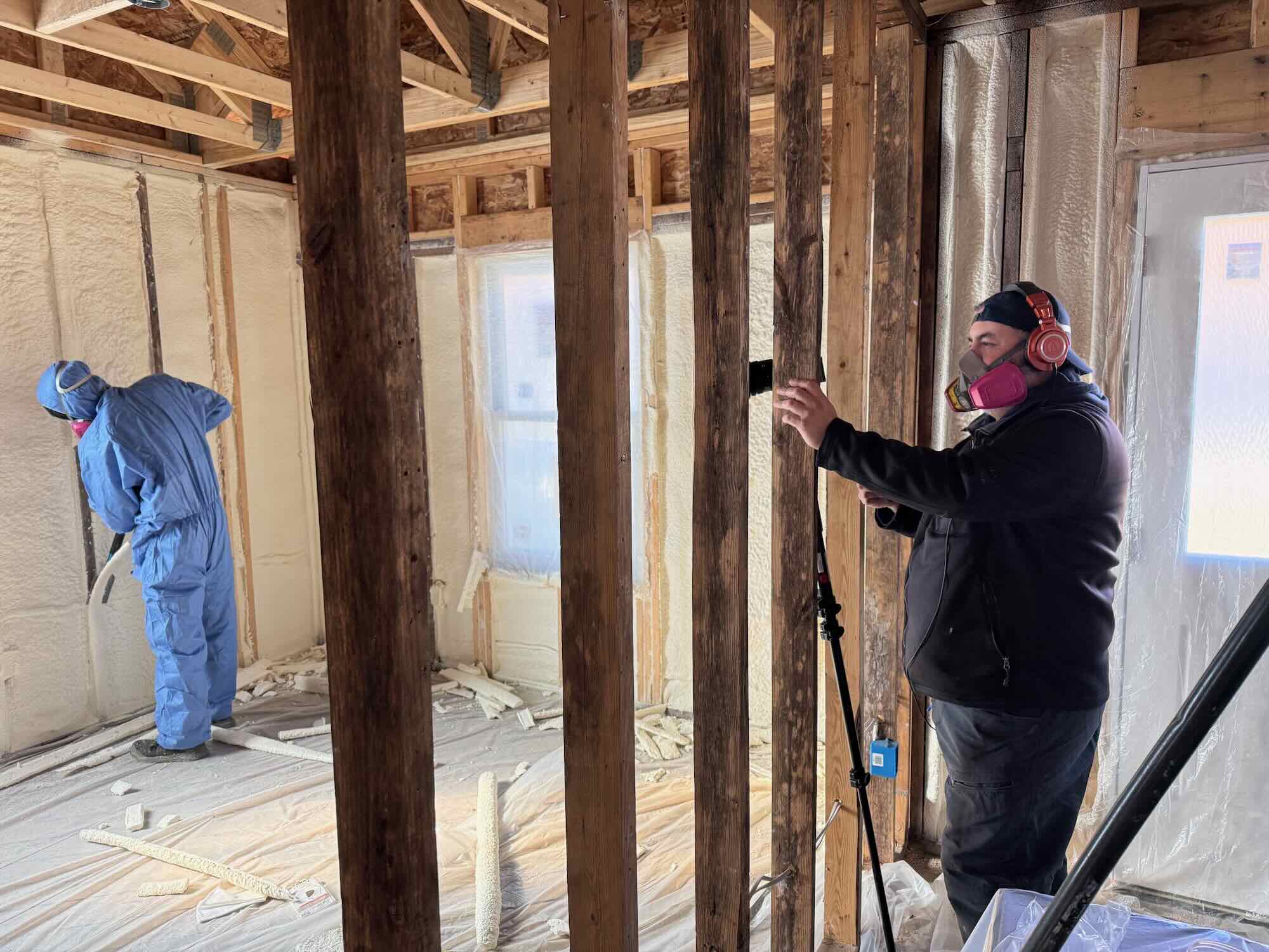 AHE crew on location in Michigan filming video production for Seal Tech Insulation