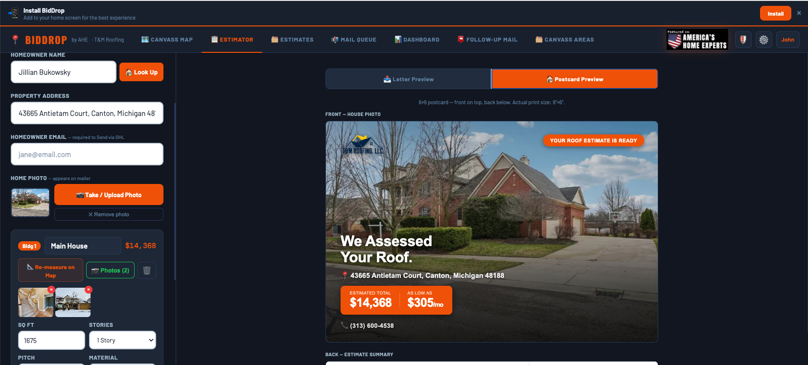 Biddrop App Interface
